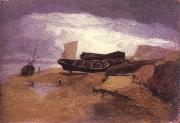 John sell cotman seashore with boats oil painting artist